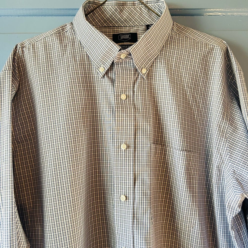 Berkley Jensen Men's Blue and White Checkered Button Down Shirt XL